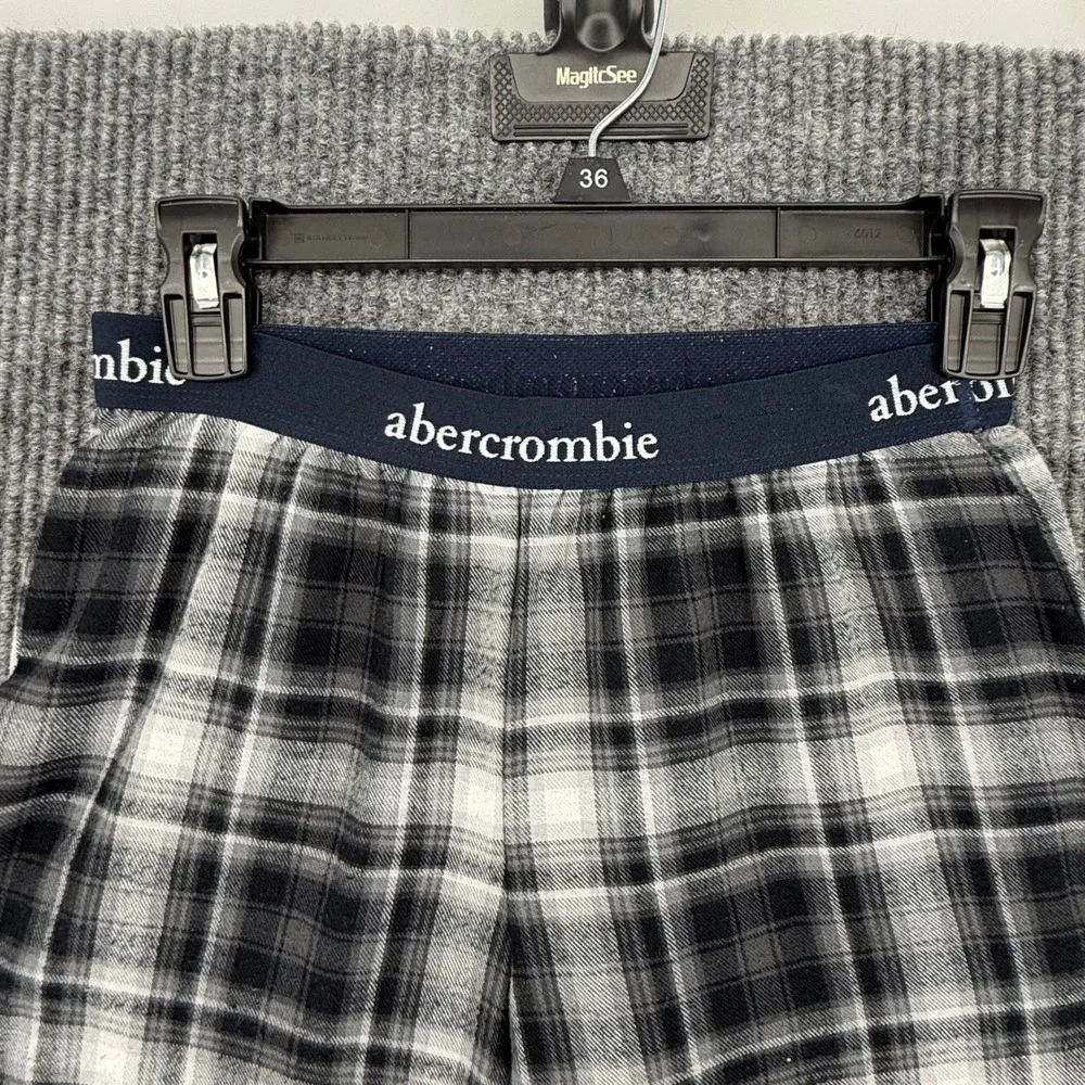 Abercrombie Pajama Pants Kids Size 9/10‎ Black White Excellent Plaid Sleepwear